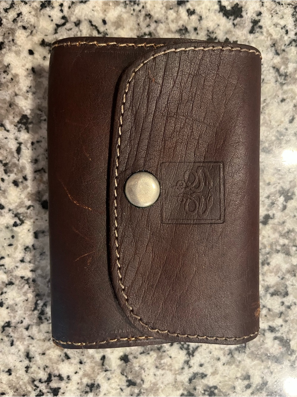 Men's Brown Leather Snap Card Holder - Classic Compact Wallet